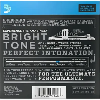 Струни D'Addario EXL156 XL Nickel Wound Fender Bass VI 24-84