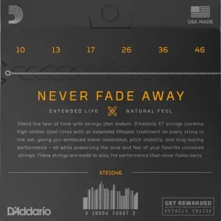 D'Addario XTE1046 XT Electric Nickel Plated Steel Regular Light 10-46
