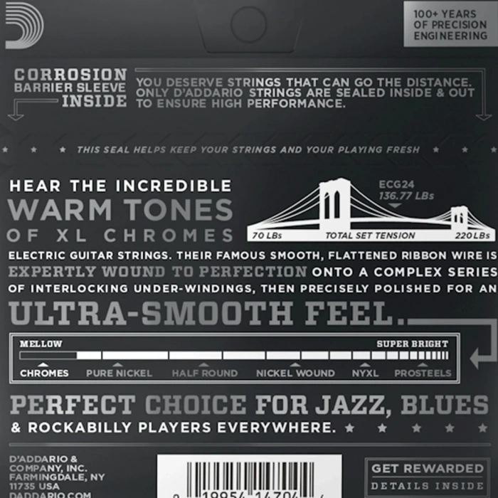 D'Addario ECG24 XL Chromes Jazz Light 11-50