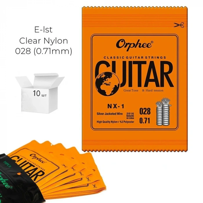 Струни Струни Orphee NX-1-28/10 Hard струна №1 E/Мі набір 10 шт.