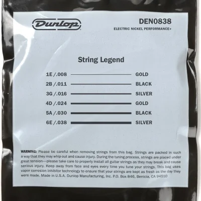 Струни Dunlop DEN0838 Nickel Wound Electric Guitar Strings 08-38