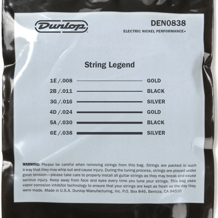 Dunlop DEN0838 Nickel Wound Electric Guitar Strings 08-38