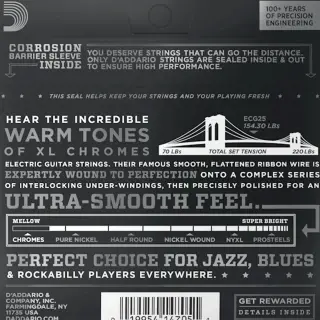 D'Addario ECG25 XL Chromes Light 12-52