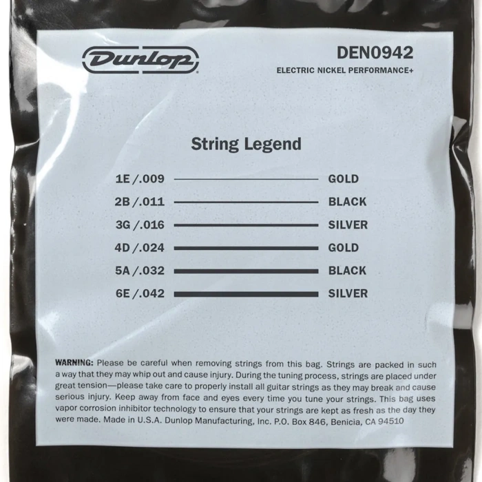 Dunlop DEN0942 Nickel Wound Electric Guitar Strings 09-42