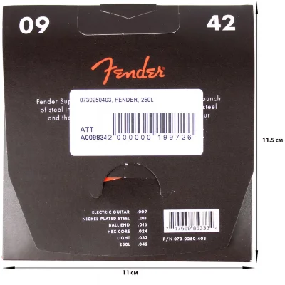 Струни Fender 250L Nickel-Plated Steel Guitar Strings 9-42