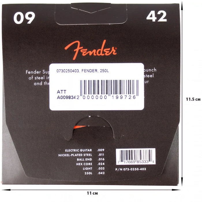 Fender 250L Nickel-Plated Steel Guitar Strings 9-42