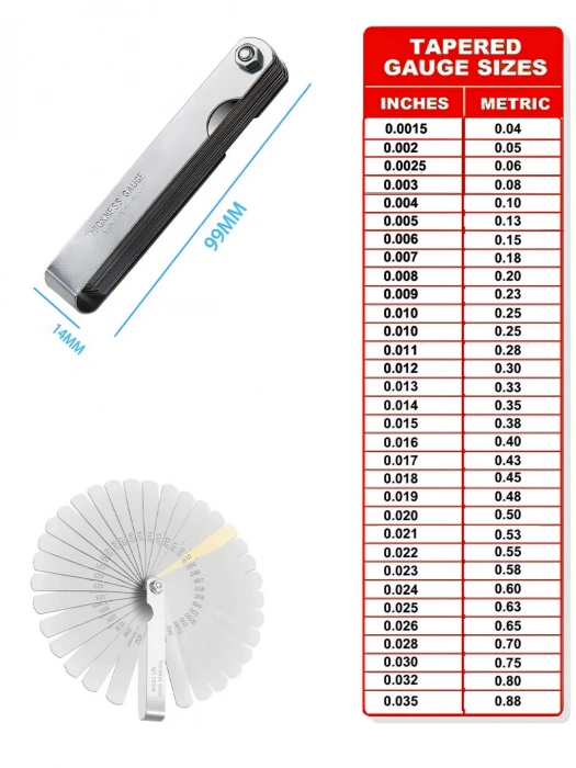 Набір щупів для вимірювання зазорів 32 шт (Feeler Gauge)