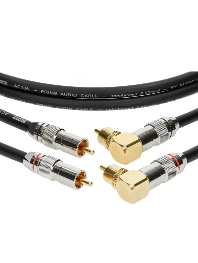 Інсертний кабель Klotz Audiolead Black 0.6m 2 pcs (RCA - RCA 90° Gold Contacts)