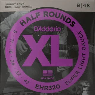 D'Addario EHR320 XL Half Rounds Super Light 09-42