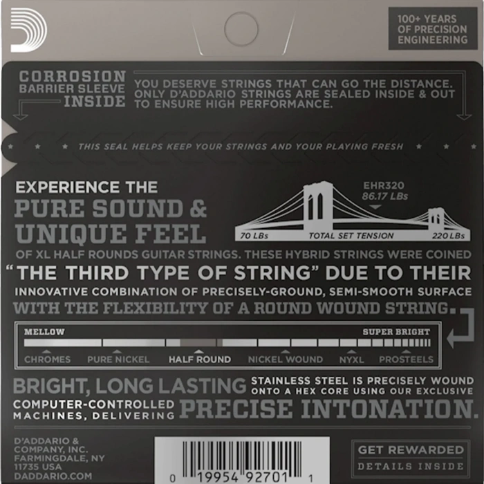 D'Addario EHR320 XL Half Rounds Super Light 09-42