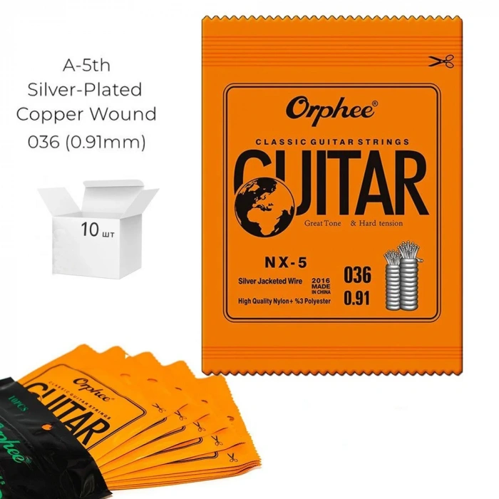 Струни Струни Orphee NX-5-36/10 Hard струна №5 A/Ля набір 10 шт.