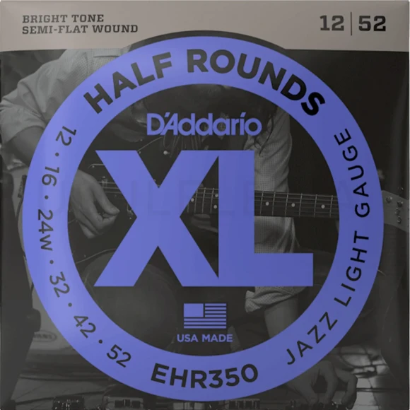 Струны D'Addario EHR350 XL Half Rounds Jazz Light 12-52