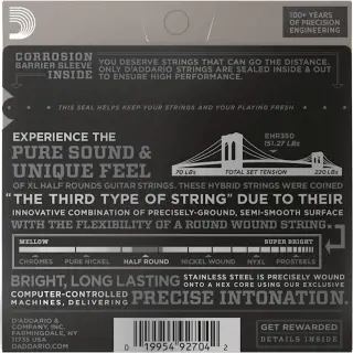 D'Addario EHR350 XL Half Rounds Jazz Light 12-52