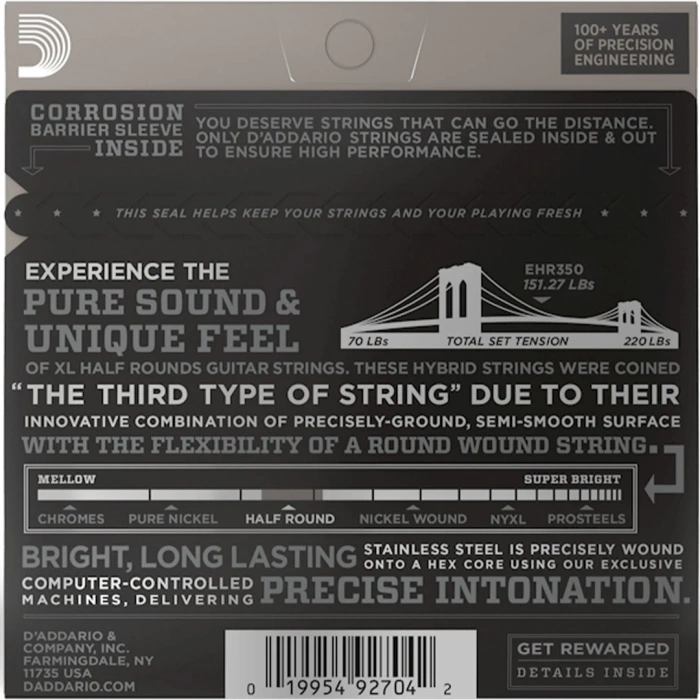 D'Addario EHR350 XL Half Rounds Jazz Light 12-52