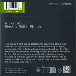 Dunlop DEN1052 Nickel Wound Electric Guitar Strings 10-52