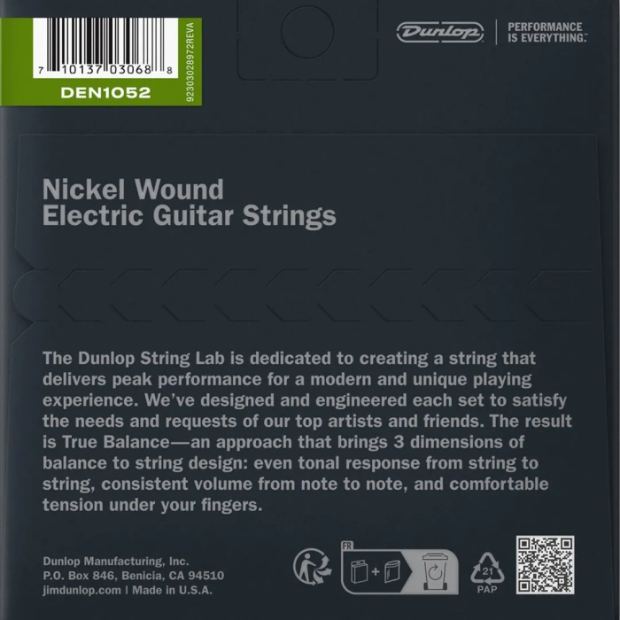 Dunlop DEN1052 Nickel Wound Electric Guitar Strings 10-52