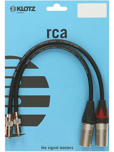 Інсертний кабель Klotz Audiolead Black 0.9m 2 pcs (XLR 3 Male - RCA Gold Contacts)