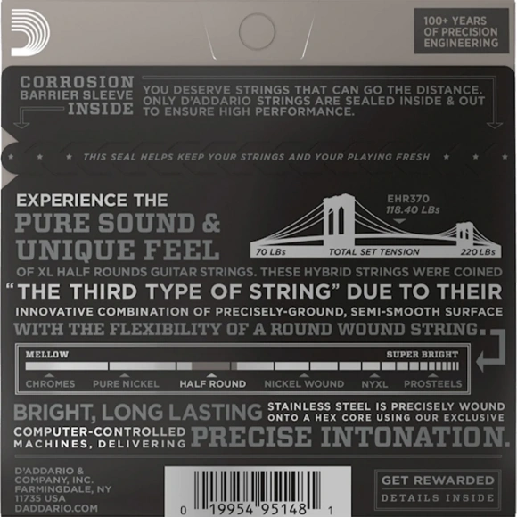 Струни D'Addario EHR370 XL Half Rounds Medium 11-49 Струни D'Addario EHR370 XL Half Rounds Medium 11-49