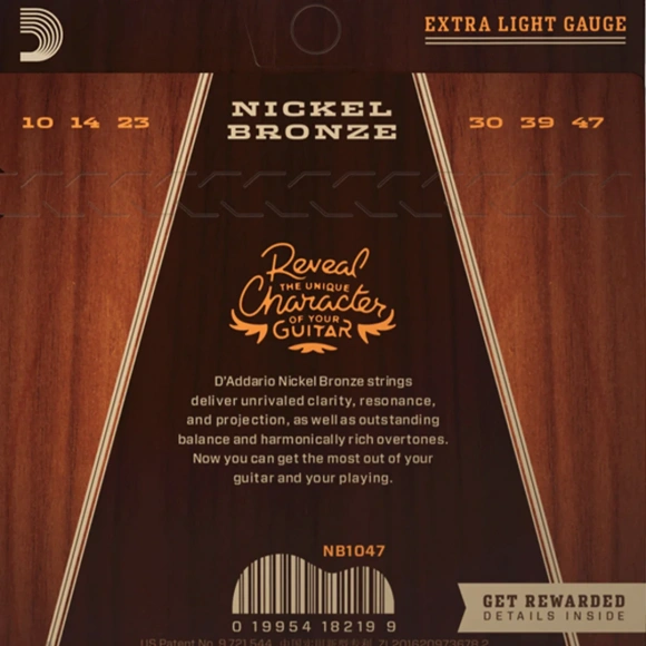Струни D'Addario NB1047 Nickel Bronze Extra Light 10-47 Струни D'Addario NB1047 Nickel Bronze Extra Light 10-47