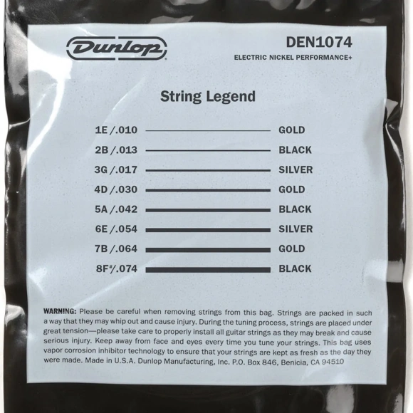 Струни Dunlop DEN1074 Nickel Wound Electric Guitar Strings 10-74 | 8-String Струни Dunlop DEN1074 Nickel Wound Electric Guitar Strings 10-74 | 8-String