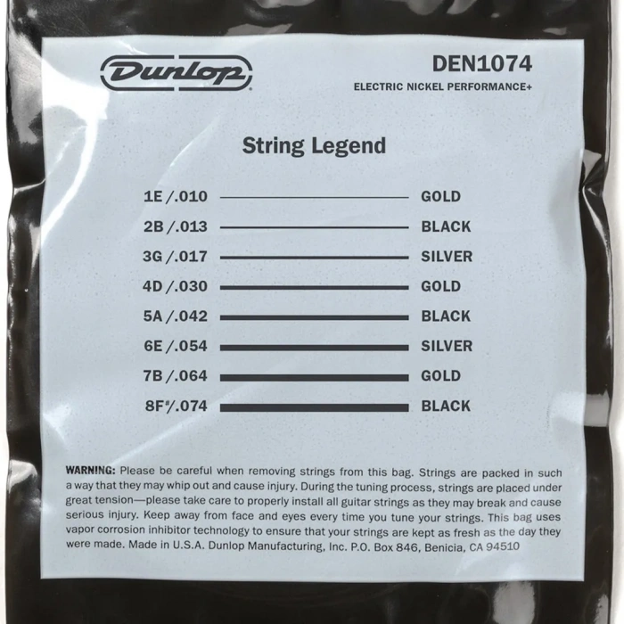 Dunlop DEN1074 Nickel Wound Electric Guitar Strings 10-74 | 8-String