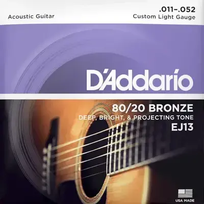 Струни D'Addario EJ13 80/20 Bronze Custom Light 11-52