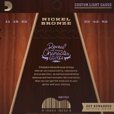 Струни D'Addario NB1152 Nickel Bronze Custom Light 11-52