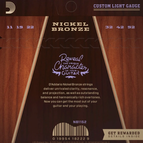 Струни D'Addario NB1152 Nickel Bronze Custom Light 11-52 Струни D'Addario NB1152 Nickel Bronze Custom Light 11-52