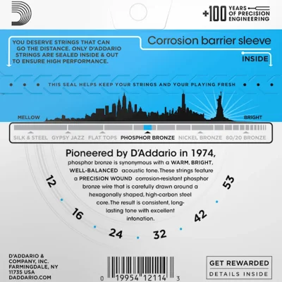 Струни D'Addario EJ16 Phosphor Bronze Regular Light 12-53