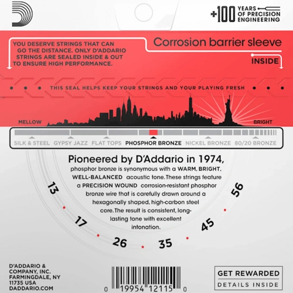 Струны D'Addario EJ17 Phosphor Bronze Medium 13-56 Струны D'Addario EJ17 Phosphor Bronze Medium 13-56