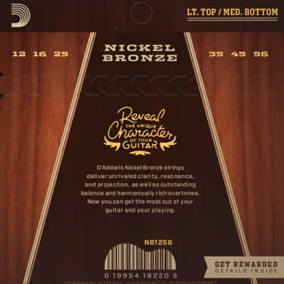 Струни D'Addario NB1256 Nickel Bronze Light Top / Medium Bottom 12-56