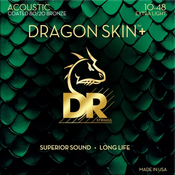 Струни DR DA8-10 Dragon Skin+ Acoustic 80/20 Bronze Extra Light 10-48
