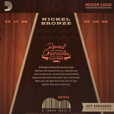 Струни D'Addario NB1356 Nickel Bronze Medium 13-56