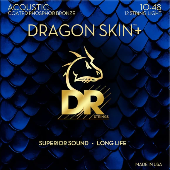 Струны DR DAP-10/12 Dragon Skin+ Acoustic Phosphor Bronze Light 12-String 10-48