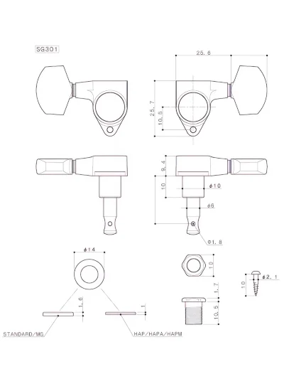 Кілки Gotoh SG301-04L MGT B