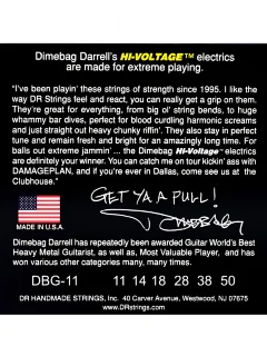 DR DBG-11 Dimebag Darrell HI-Voltage Electric Heavy 11-50