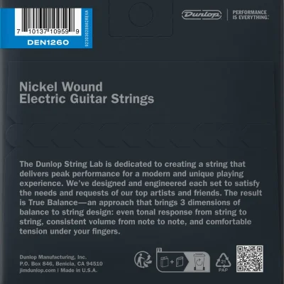 Струни Dunlop DEN1260 Nickel Wound Electric Guitar Strings 12-60