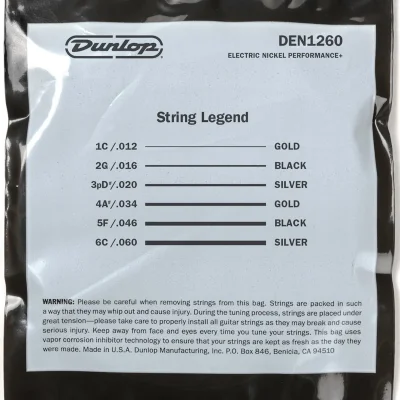 Струни Dunlop DEN1260 Nickel Wound Electric Guitar Strings 12-60