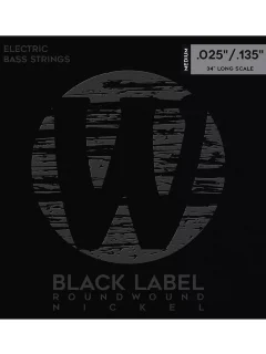 Warwick 41401 Black Label Nickel-Plated Medium 6-String (25-135)