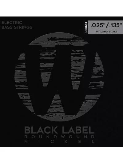 Струни Warwick 41401 Black Label Nickel-Plated Medium 6-String (25-135)