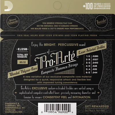Струни D'Addario EJ25B Pro-Arte Composite Flamenco Black Nylon