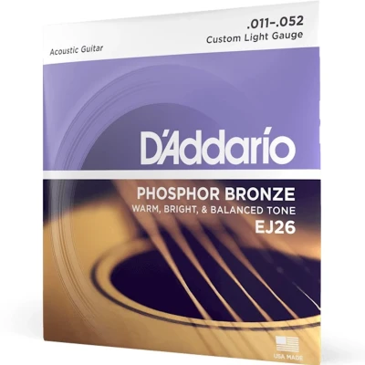 Струни D'Addario EJ26 Phosphor Bronze Custom Light 11-52