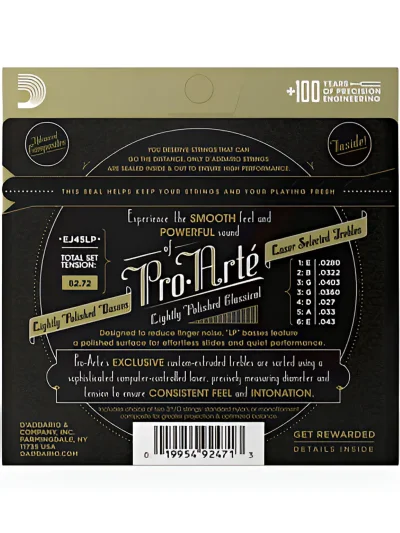 Струни D'Addario EJ45LP Pro-Arte Lightly Polished Normal Tension