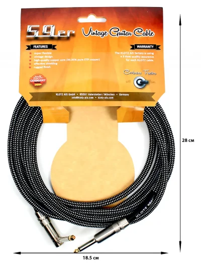 Інструментальний кабель Klotz 59 Vintage Pro Guitar Cable Angled 3 m